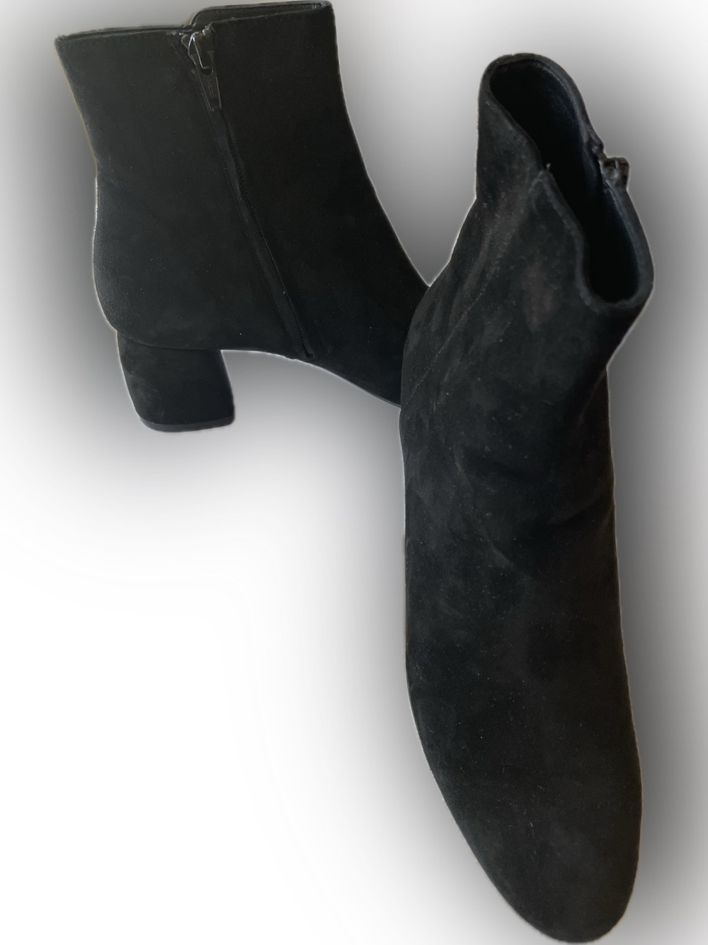 Agl Black Suede Block Heel Ankle Boots Size 8